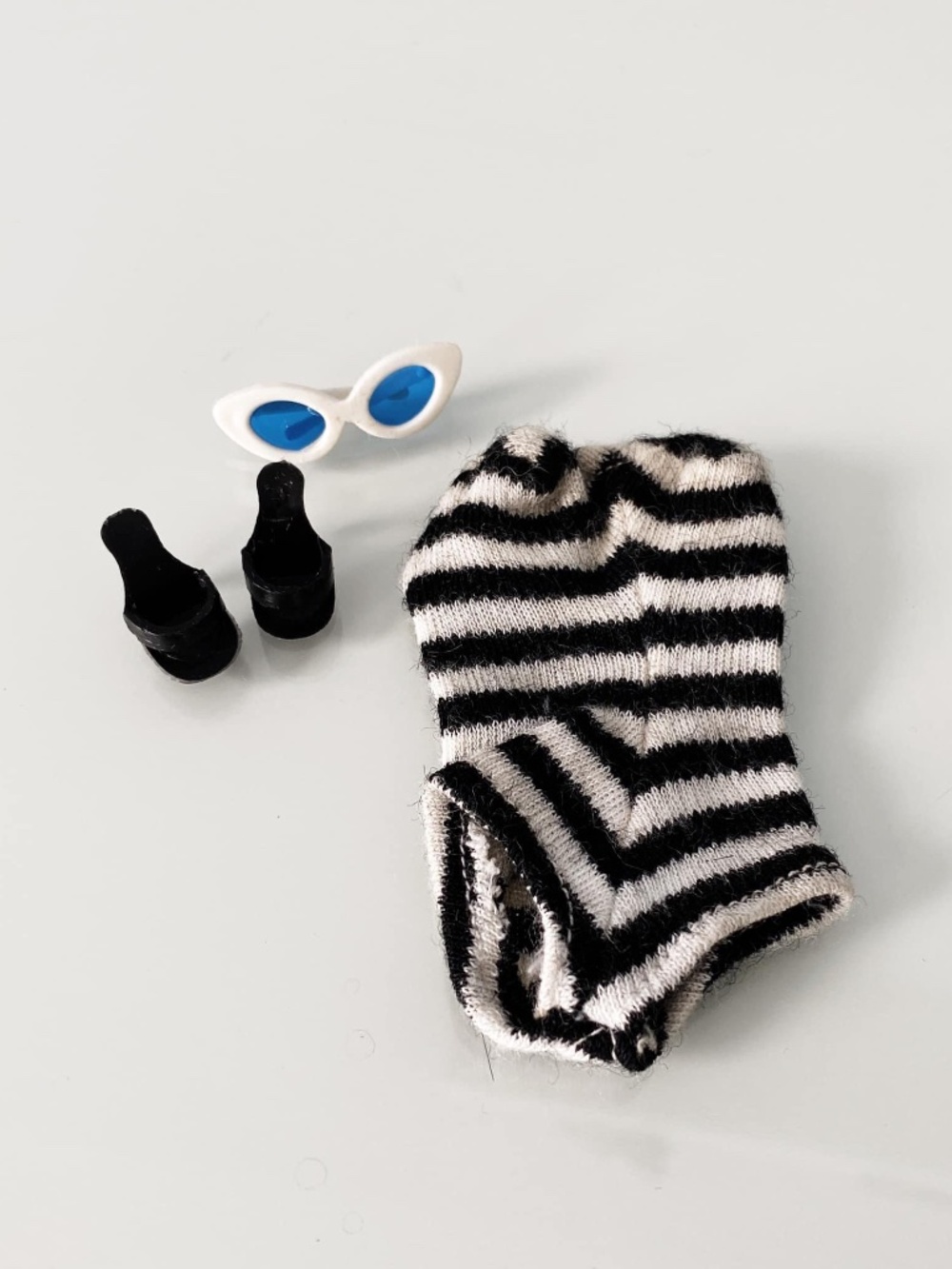 Vintage Barbie Black and White Swimsuit with Sunglasses